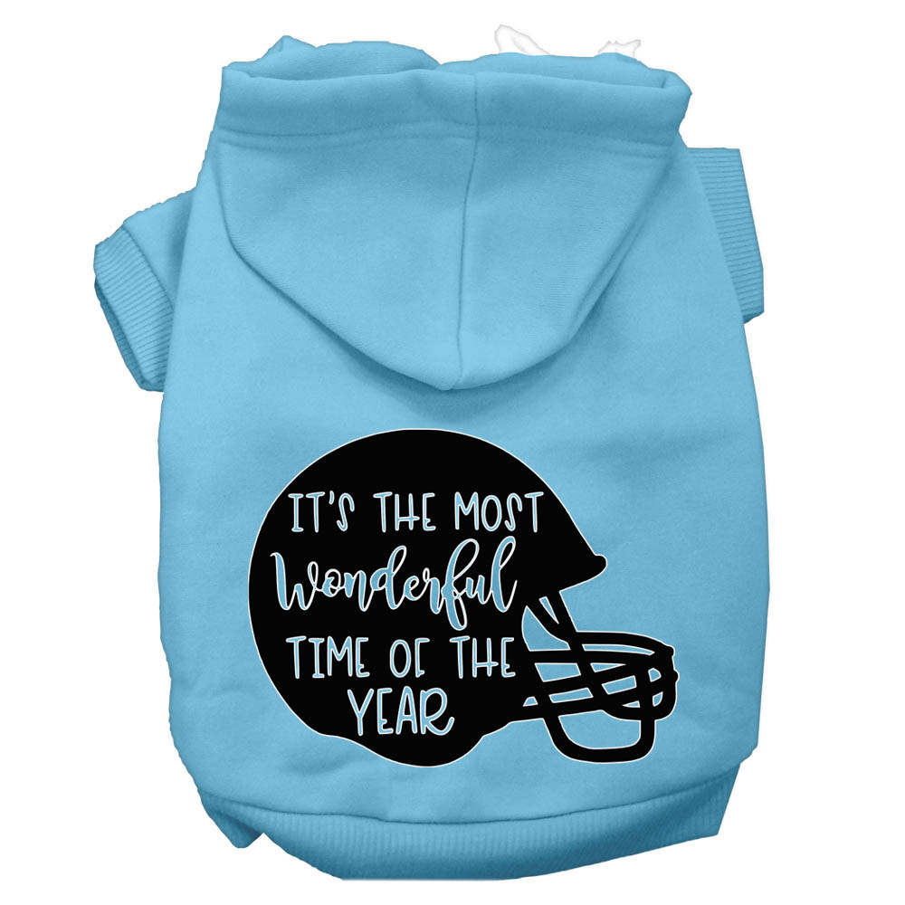 Most Wonderful Time of the Year (Football) Screen Print Dog Hoodie Baby Blue M